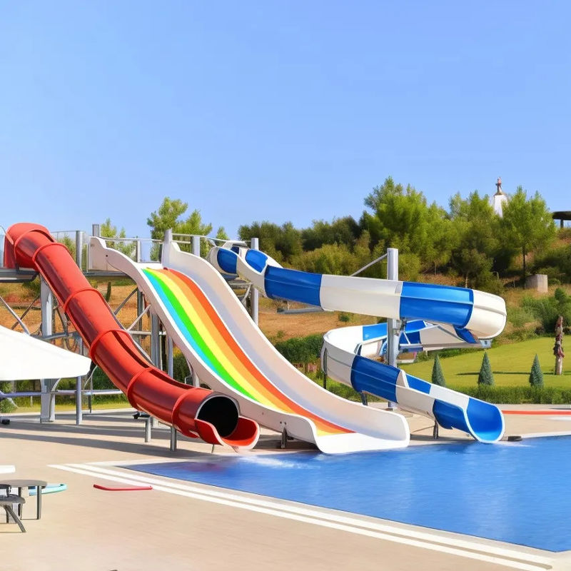 Keamanan Langsung Hotel kolam renang Slide dengan Non-slip langkah dan pengendali keamanan