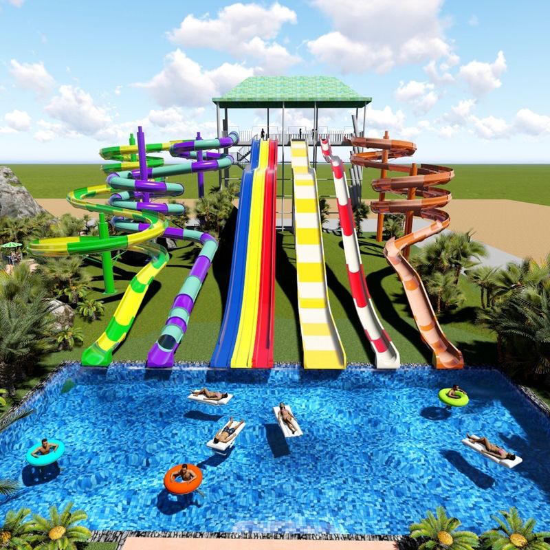 Ramah keluarga Orang dewasa Taman air besar Slide Untuk taman hiburan 50-100 meter panjang