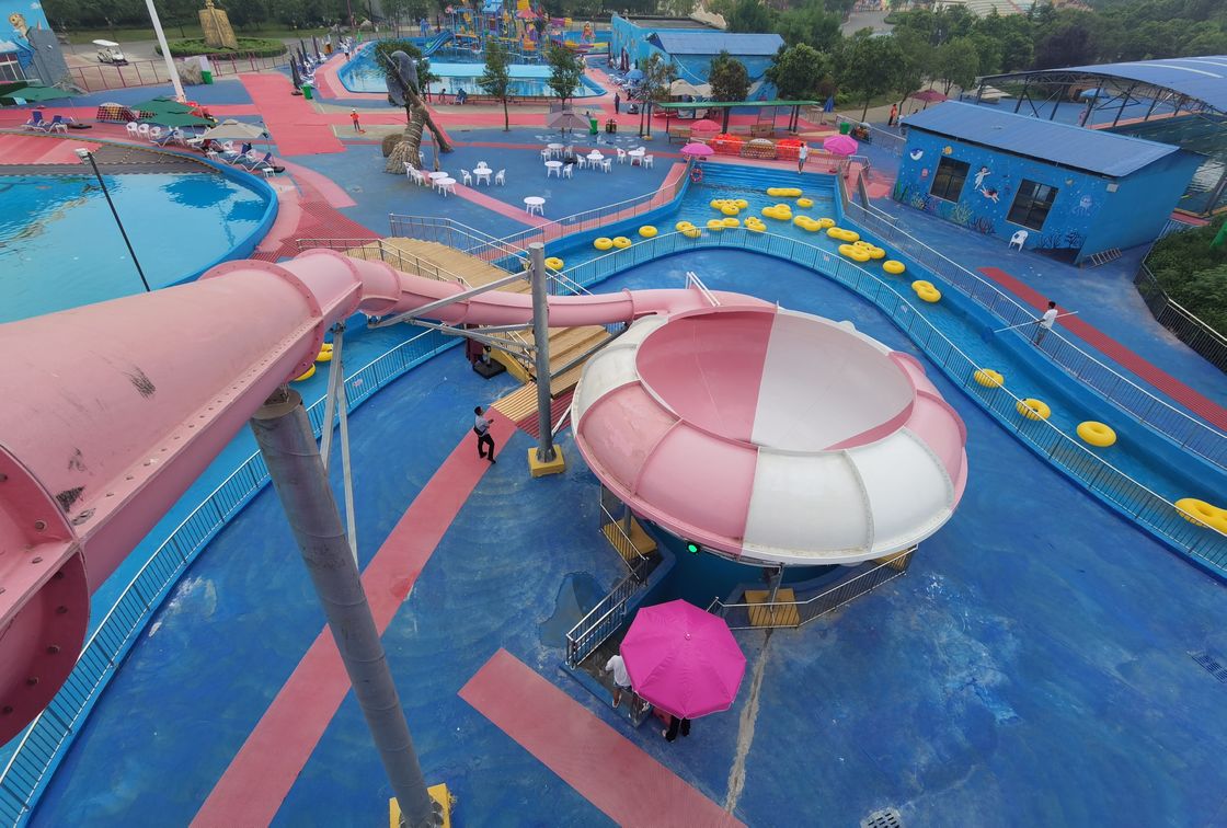 Space Bowl Slide Fiberglass Berwarna Berbagai Slide Air Besar Untuk 2 Orang
