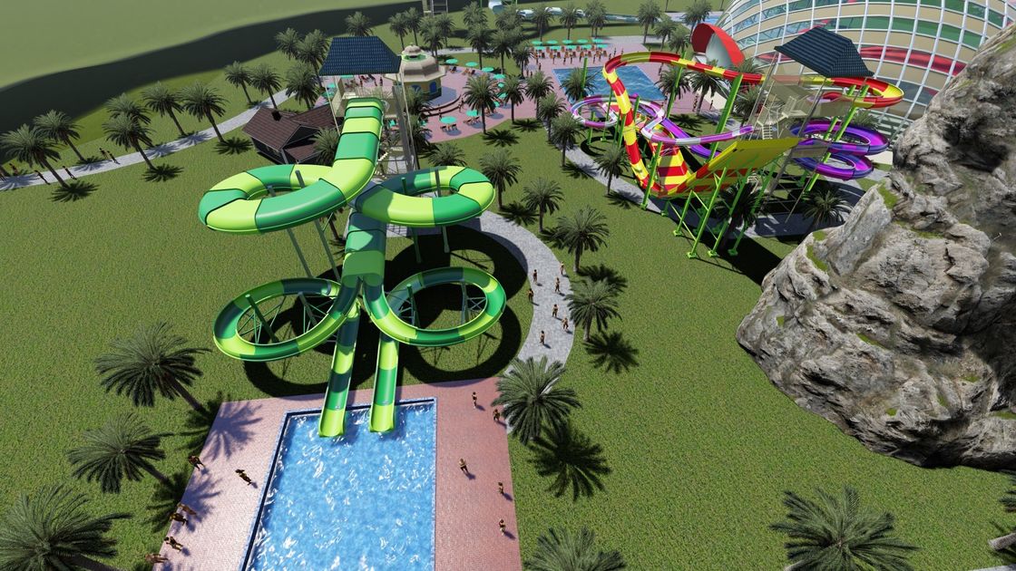 Bentuk kupu-kupu Slide air besar untuk 4 orang Ramah keluarga Berwarna-warni