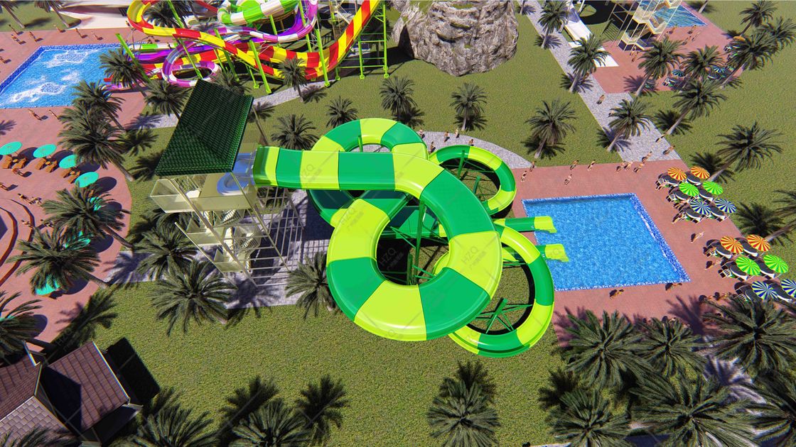 Bentuk kupu-kupu Slide air besar untuk 4 orang Ramah keluarga Berwarna-warni