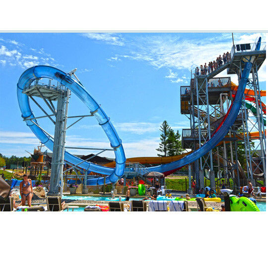 Berwarna-warni Aqua Loop Water Slide Menarik Bersepeda Dengan Kabin Adrenalin Tobogan