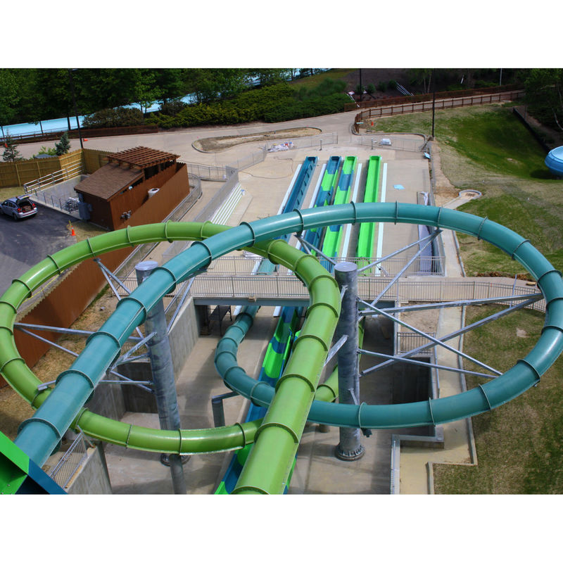 Berwarna-warni Aqua Loop Water Slide Menarik Bersepeda Dengan Kabin Adrenalin Tobogan