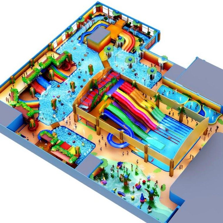 Desain Taman Air Indoor Anak-anak Desain Taman Air Dengan Slide Air Dan Splash Pad