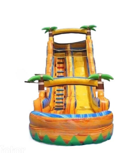 Komersial berwarna tema air kembung slide outdoor air kembung taman bermain slide air PVC kembung besar melompat s