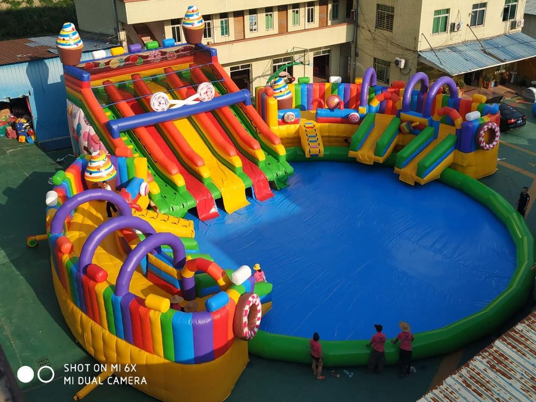 Commercial Inflatable Bouncer Inflatable Moon Bounce House Water Slide Combo untuk dijual Tas Custom Party Set Kastil Birt